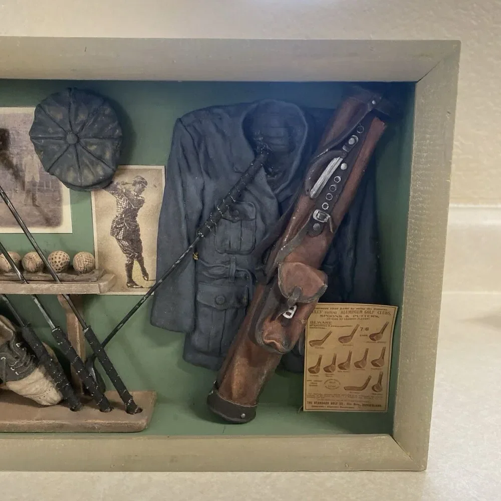 Vintage Golf/Golpher Themed Shadow Box Diorama